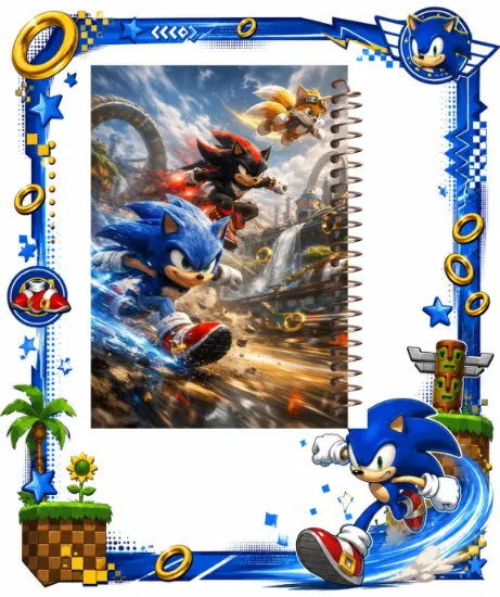 دفتر مشق مشایخ طرح سونیک Sonic شدو Shadow و تیلز Tails سایز وزیری کد N107