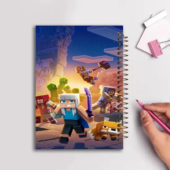 دفتر نقاشی مشایخ سایز وزیری طرح ماینکرافت Minecraft با جلد طلقی فنر مارپیچ و کاغذ 70 گرمی کد C131