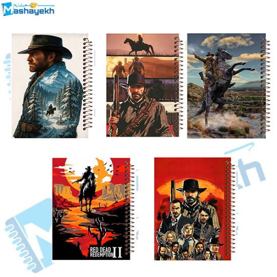 تصویر  ست دفتر زبان 60 برگ مشایخ طرح RED DEAD (رد دد ) کد SET LA3011 مجموعه ی 5 عددی 