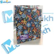 تصویر  دفتر کلاسوری 100 برگ  قفل فلزی مدل 26 حلقه طرح گل و برگ