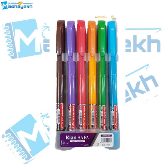 تصویر  خودکار رنگی 1.0 میلی متری کیان مدل صفا بسته ی 6 عددی