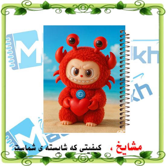 دفتر مشق ۱۰۰ برگ مشایخ طرح لبوبو (LABUBU) مدل YN610 با جلد فانتزی و رنگ‌های شاد