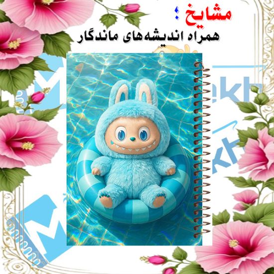 دفتر مشق ۱۰۰ برگ مشایخ طرح لبوبو (LABUBU) مدل YN595 با جلد فانتزی و رنگارنگ