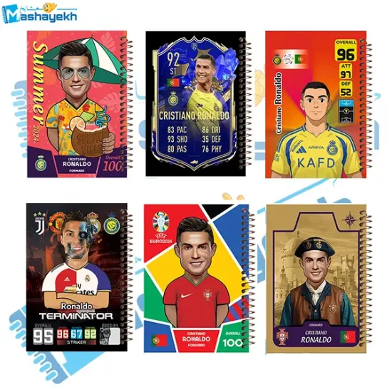 ست دفتر مشق 60 برگ مشایخ طرح فوتبالی رونالدو