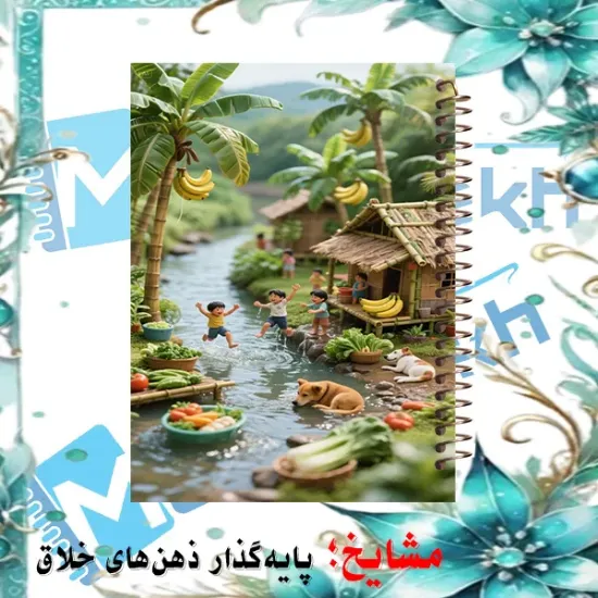 دفتر طراحی و اسکرپ بوک ۴۰ برگ مشایخ طرح دهکده‌ی شاد کد DSC950 برند ایرانی مشایخ