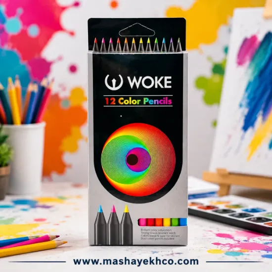 مداد رنگی ذغالی 12 رنگ وک (WOKE) کد 12-9501