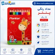 مداد رنگی 12 رنگ پنتر کد 12-101 جعبه فلزی