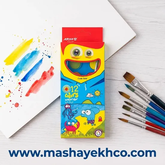 آبرنگ 12 رنگ آریا کد 5008