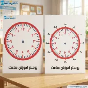 پوستر آموزشی مشایخ طرح ساعت کد K875 بسته دو عددی برای آموزش زمان به کودکان