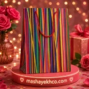 تصویر  ساک هدیه طرح  رنگارنگ