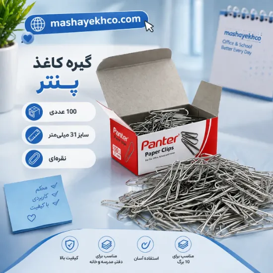 گیره کاغذ پنتر 100 عددی سایز 31 میلی متری نقره ای